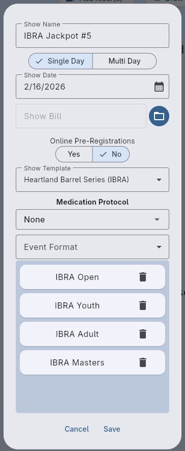 Show template configuration